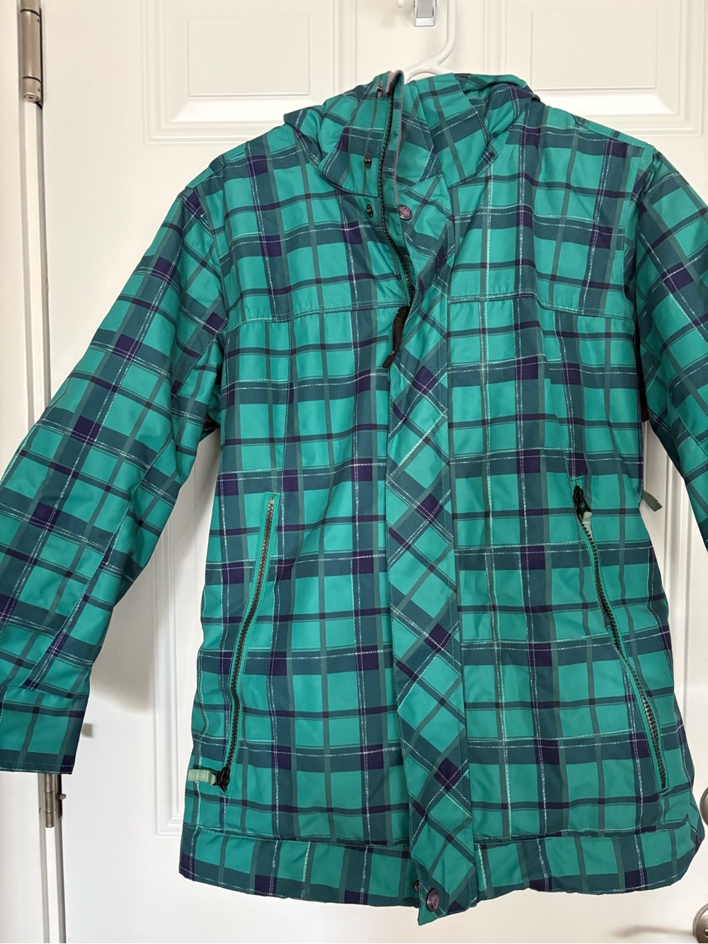 Burton Teal & Navy Plaid Ski Jacket